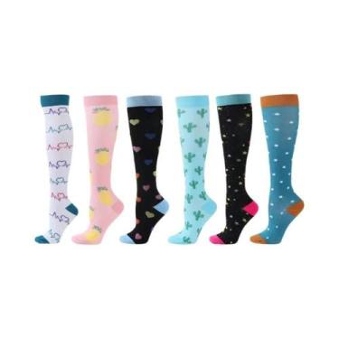 Imagem de Meias De Compressão Florais, Animais E Frutas, 6 Pares Para Homens E M