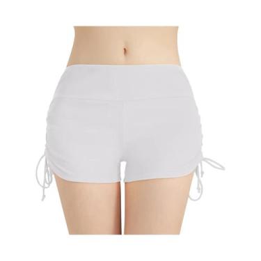 Imagem de Calcinha De Banho Feminina Com Cordão Ajustável De Cintura Alta, Short