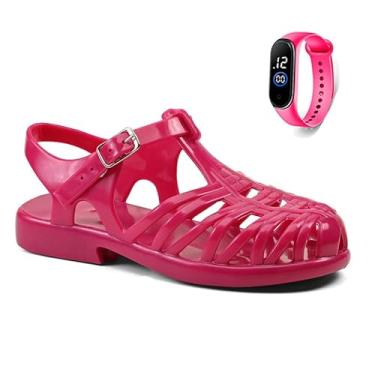 Imagem de Kit com Sandália Infantil pra Meninas Leve + Relógio Digital