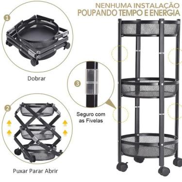 Imagem de Organizador Multiuso com 3 Níveis e Rodas Giratórias - K80