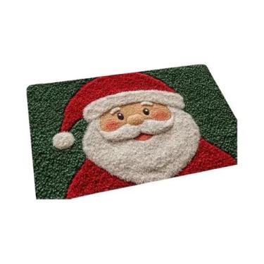 Imagem de Tapete De Porta De Natal Com Boneco De Gengibre E Papai Noel Vermelho,