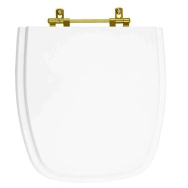 Imagem de Tampa De Vaso Poliéster Flex Branco Para Bacia Deca Com Ferragem Dourada