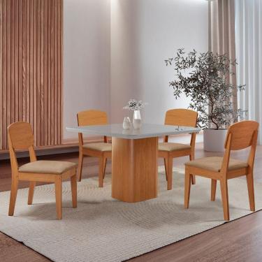 Imagem de Mesa De Jantar Eloise 90cm Tampo Mdf 4 Cadeiras Copper Turim 07/nat/off/serig. Off