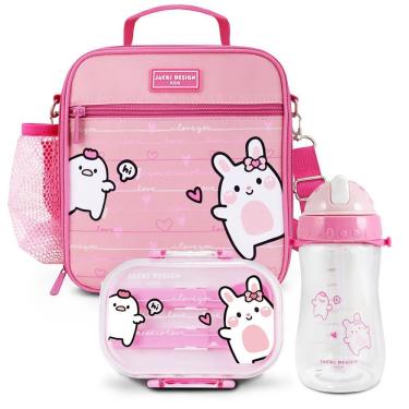 Imagem de Kit Infantil 3pçs - Bolsa Térmica, Pote P/ Lanche 400ml E Garrafa 460ml - Pink
