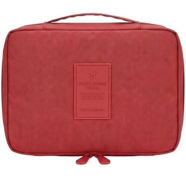 Imagem de Bolsa Necessaire Maquiagem Organizador Viagem Grande Lorben, Vermelho