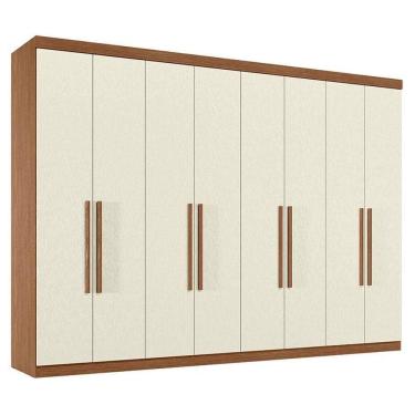 Imagem de Guarda Roupa Casal 8 Portas 4 Gavetas Master New Jatobá Areia Acetinado - Santos Andirá