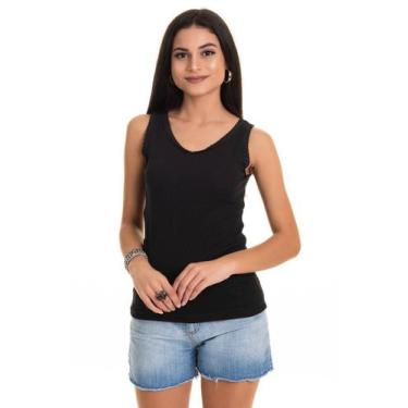 Imagem de Regata Ribana Canelada 2x1 c/ Elastano e Detalhe em Renda - Serena, G,