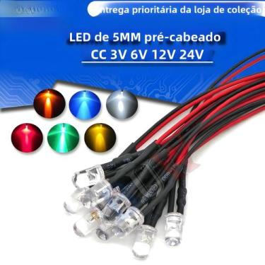 Imagem de Lâmpadas LED Transparentes 10PCS DC 3V 6V 12V 24V 3mm 5mm Diodos Emiss