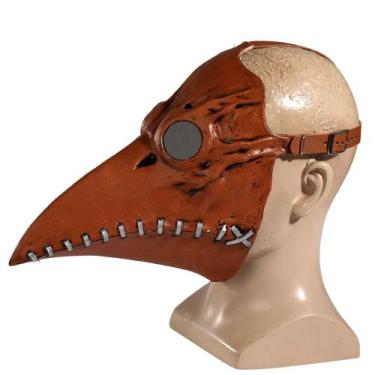 Imagem de Máscara de cosplay Plague Doctor Beak, látex marrom, capa de meio rost