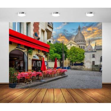 Imagem de Tecido de poliéster Backdrop Beleco Paris Street Cafe de 3,5 x 3 m