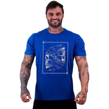 Imagem de Camiseta Tradicional Manga Curta MXD Conceito Caveira Indígena Cocar Masculina-Masculino