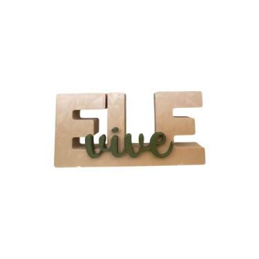 Imagem de Letreiro Ele Vive Placa Minimalista Bíblico Cristão Decorativo Moderno