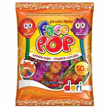 Imagem de Pirulito Apito Frutas Face Pop - 450g - Dori