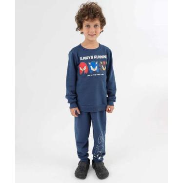 Imagem de Conjunto Infantil Moletinho Sonic Tam 4 a 10 Azul-47004, Azul, 4