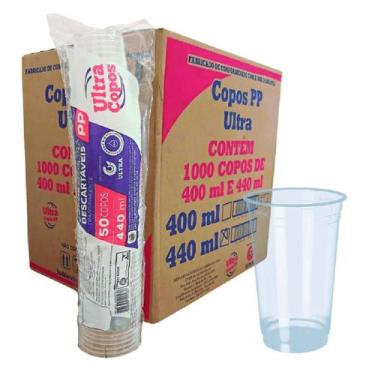 Imagem de Copo 440Ml Descartável Liso Transparen Plástico Caixa C/1000 - Ultra C