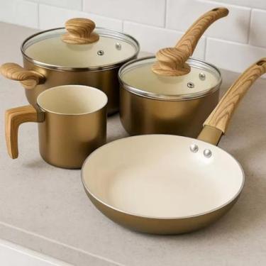 Imagem de Jogo Panelas Com Revestimento Cerâmico De Alumínio 4 Peças - thika, Go