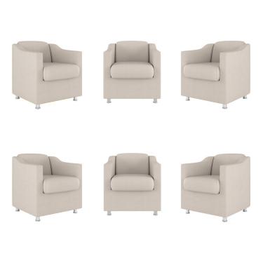 Imagem de Kit 06 Poltronas Tilla Sala de Espera Clínica Suede Bege Balaqui Decor