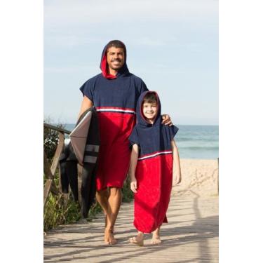 Imagem de Poncho Surfista Masculino - Sogni Belli, U, Marinho com vermelho