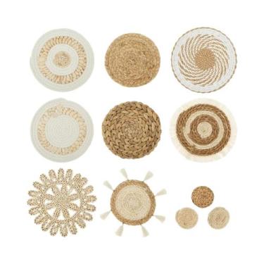 Imagem de Cestos De Parede Artesanais De Vime E Rattan 11 Peças Decoração De Par