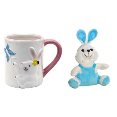Imagem de Kit Presente De Páscoa Caneca Garden + Coelho Pelúcia 15cm - Wincy Pás