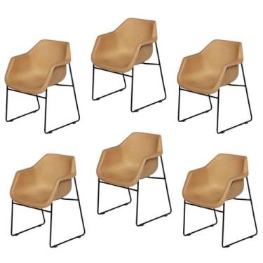 Imagem de Kit 6 Cadeiras Concha Base em Aço Tubular Fixa Lodelô - Prima Design