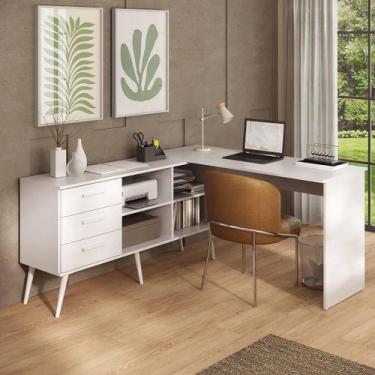 Imagem de Escrivaninha de Canto em L com 3 Gavetas Porto Multimóveis MP6036, Bra