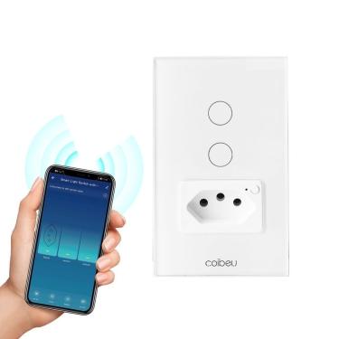 Imagem de Interruptor Inteligente Wi-Fi Touch 2 Botões+tom Controle por Voz Alexa Google Assistant Branco OEM