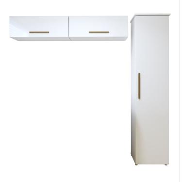 Imagem de Lavanderia Modulada Uberaba 1 Armário Multiuso E 2 Armários Aéreos - Kaiki Móveis Branco