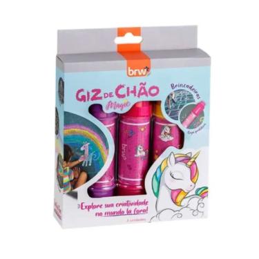 Imagem de Giz de Chão BRW 3 Cores BRW Magic Atóxico para Desenhos ao Ar Livre Formato Anatômico I...