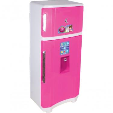Imagem de Geladeira Infantil Duplex Princesa - Rosa com Portas Que Abrem e Fecham e Dispenser de Água Funcional Lua de Cristal