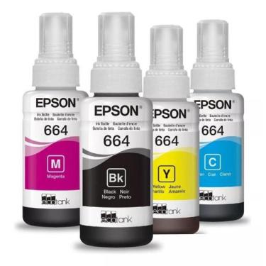 Imagem de Kit 4 refil t664 black, cyan, yellom, magenta - L110
