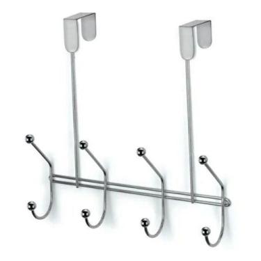 Imagem de Cabide para Porta 1020 em Aço com 4 Ganchos 27x26CM para Organização d