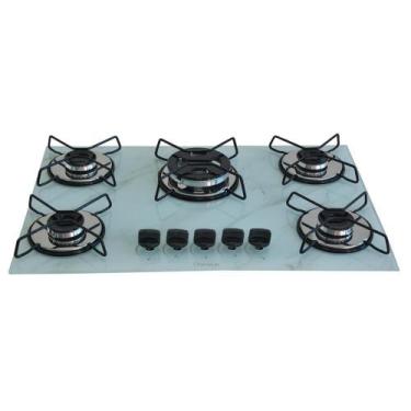 Imagem de Fogão Cooktop Gás 5 Bocas Ultra Chama 127v/220v Branco - Chamalar, Bra
