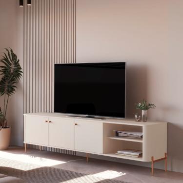 Imagem de Rack para TV ate 75 Polegadas 3 Portas com Pes Em MDF Tucupi JB Moveis