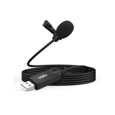 Imagem de Microfone USB Lavalier MillSo Omnidirecional Plug & Play de 2 m