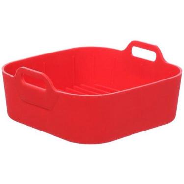 Imagem de Forma Air Fryer Quadrada Silicone 16cm Vermelha SLCN044-VM - Hauskraft