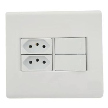 Imagem de Tomada 10A com interruptor simples duplo placa 4x4 Tramontina LIz Bca