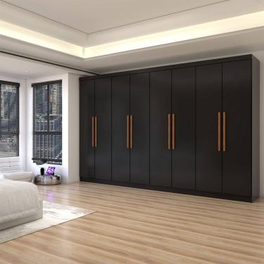 Imagem de Guarda-Roupa Casal Odisseia 8 Portas 4 Gavetas Preto - Panorama Móveis
