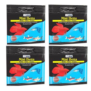 Imagem de Kit 4 pacotes Ração para peixes Ornamentais Tetra Mini Betta 4g Alcon Pet
