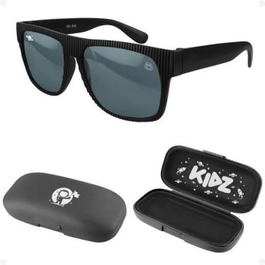 Imagem de oculos sol infantil vintage criança preto uv proteção + case menino pr