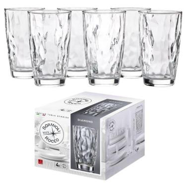 Imagem de Jogo de Copos de Vidro Long Drink 6pçs Bormioli Rocco Diamond 470ml Or