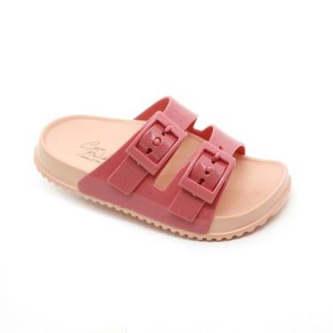 Imagem de Chinelo Slide Infantil Plugt Menina  Fibras Naturais Coral, 25/26