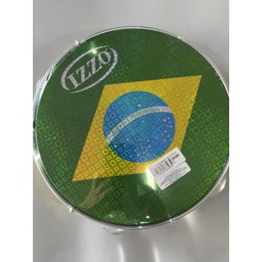Imagem de Pandeiro 10 polegadas abs amarelo com pele bandeira do brasil 3438am -