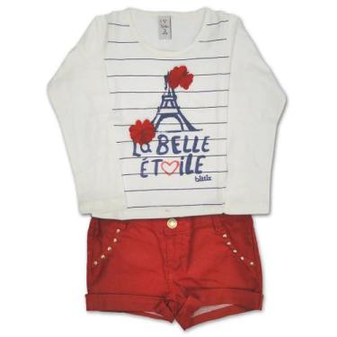 Imagem de Conjunto Infantil Menina Paris com Short Vermelho - Bittix, 1 Ano