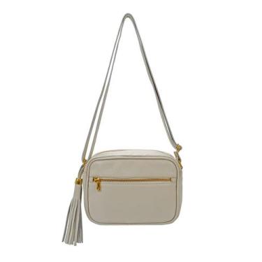 Imagem de Bolsa Feminina Transversal Pequena Branca Gelo Alça com Ajuste em Cour