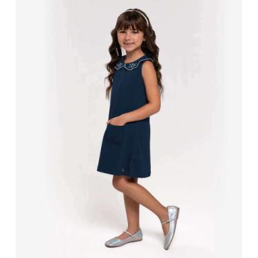 Imagem de Vestido Infantil Menina em Cotton Trick Nick, Azul marinho, 6