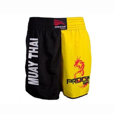 Imagem de Short Muay Thai Calção Bermuda Masculino Luta Progne, Amarelo, M