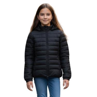 Imagem de Jaqueta Puffer Juvenil Feminina Bobojaco Casaco Capuz Frio Gomos Matel
