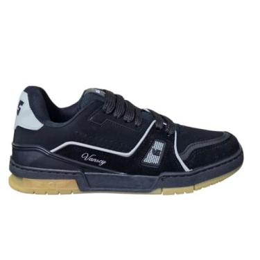 Imagem de Tênis Unissex VANSCY ORION Skate Street V4065, Preto, Preto, Branco, 3