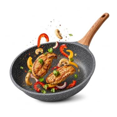 Imagem de Frigideira Antiaderente Cerâmico Frita Sem Óleo 28cm Funda Não Gruda Fogão Indução/Gás